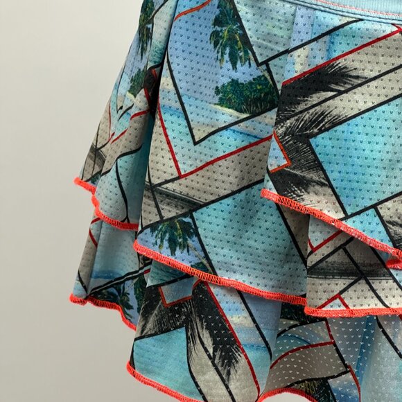 Lucky in Love ~ Sea Breeze Print Tier Tennis Pickleball Skort - L / 12 - Worn 1X - Picture 8 of 15